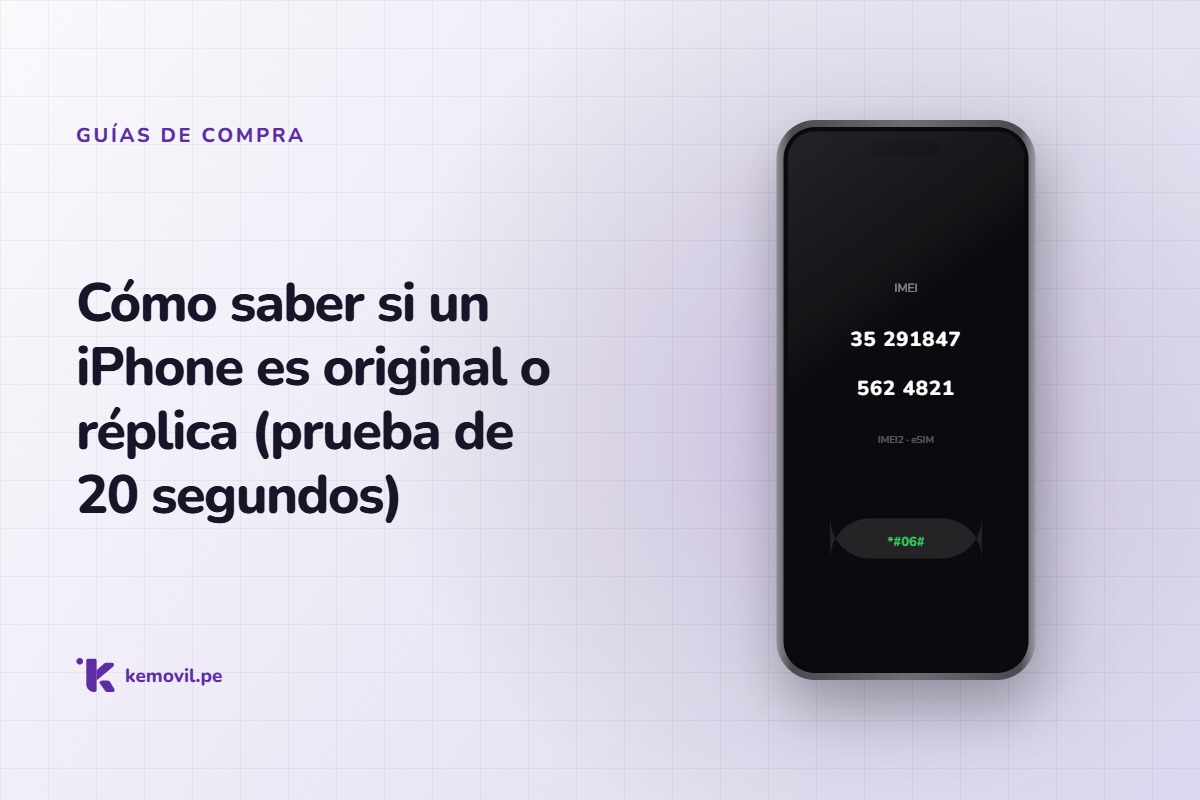 iPhone mostrando su IMEI tras marcar *#06# — Cómo saber si un iPhone es original o réplica (prueba de 20 segundos)