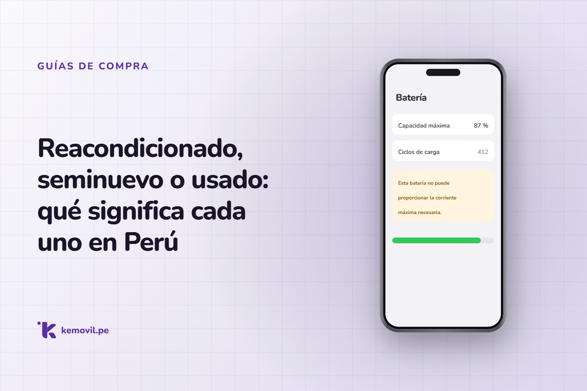 iPhone mostrando la pantalla de salud de la batería — Reacondicionado, seminuevo o usado: qué significa cada uno en Perú